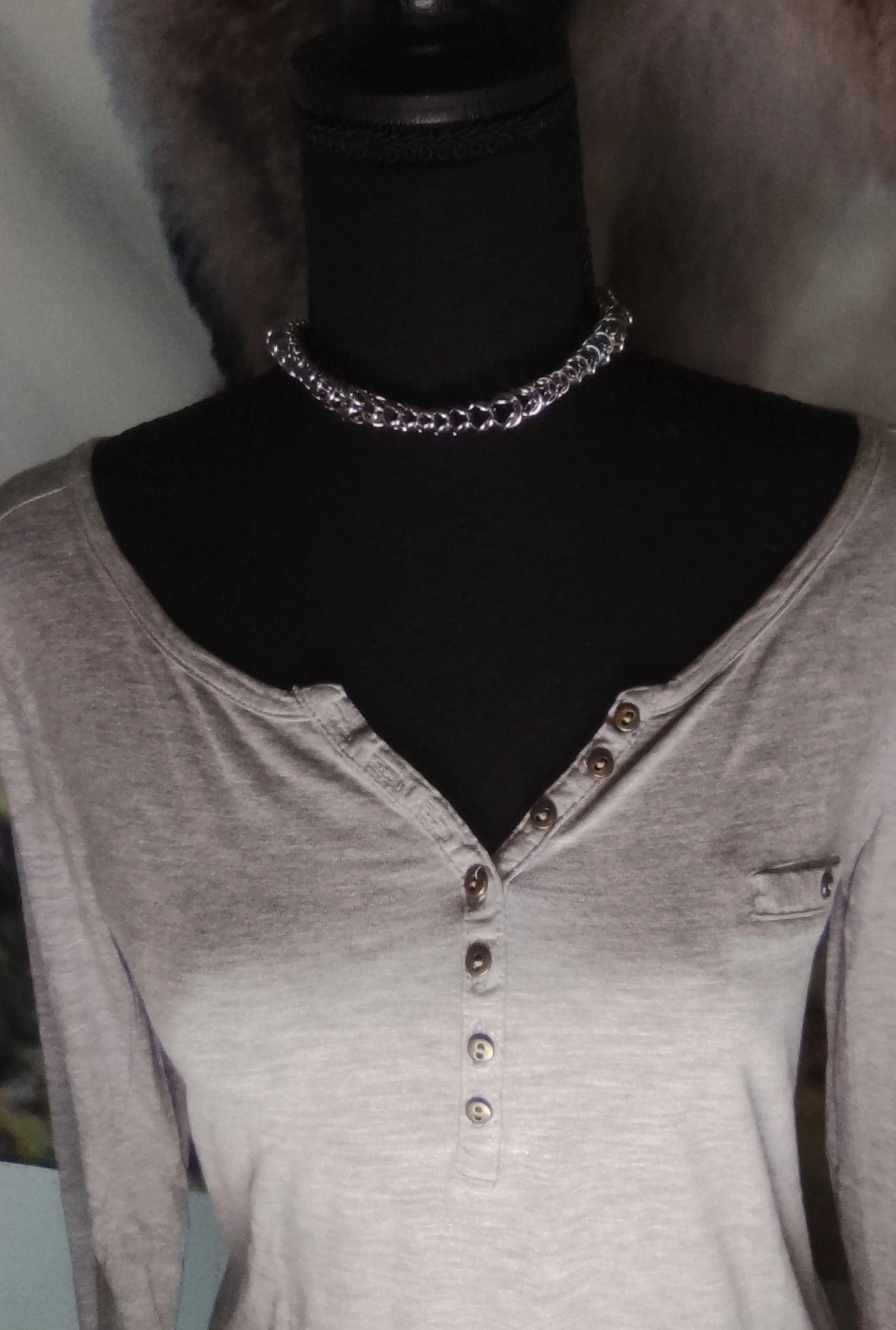 Colar choker unissex chainmail bizantino 6 desenhos decrescentes – photo 2